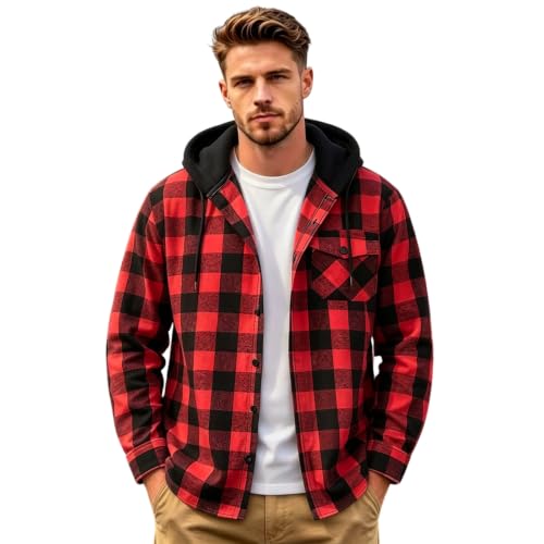 Mens Flannel Plaid Hoodies Deal