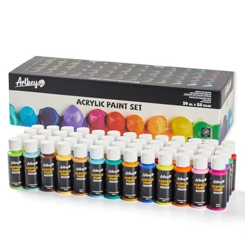 Artkey Basic Acrylic Paint Set 52-Colors 2-Oz/59 ml Deal