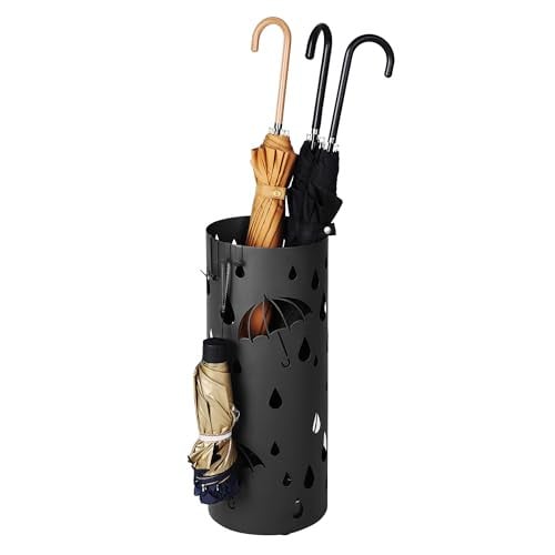SONGMICS Umbrella Stand with Water Tray and 4 Hooks 