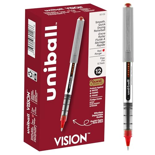 Uni-Ball Vision Rollerball Pens 12-Count (Fine, 0.7mm, Red) Deal