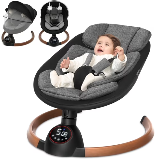 Babyeap Baby Swing with Bluetooth Control, 5 Sway Speed, 10 Lullabies, Gray Deal