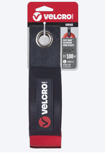 VELCRO Brand 18 Inch Black Grommets EASY HANG Extension Cord Strap 2-Pack