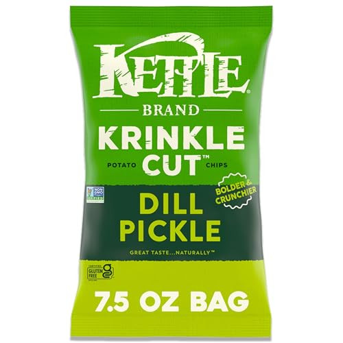 Kettle Brand Krinkle Cut Potato Chips Dill Pickle 7.5-Oz