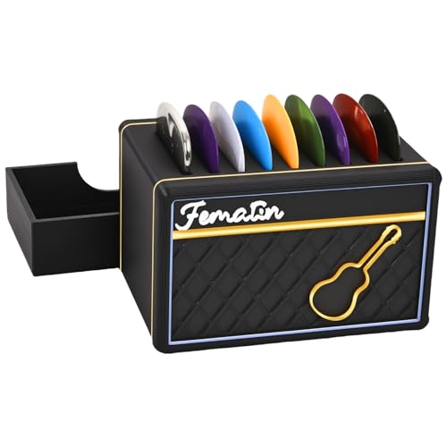 Guitar Pick Holder Box with 1 Metal Pick and 9 Celluloid Guitar Picks Deal