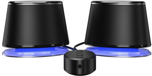 Amazon Basics Bluetooth and USB Computer Speakers with Blue Lighting