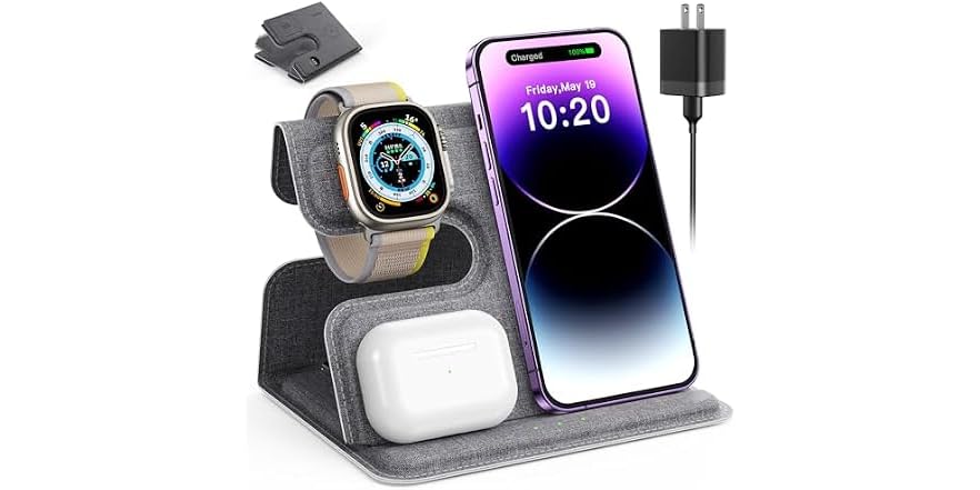 JARGOU Foldable 3 in 1 Charging Station for Apple
