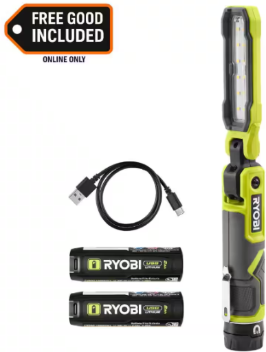 RYOBI USB Lithium Inspection Light Kit with three (3) 2.0 Ah Batteries