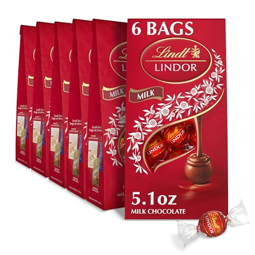 Lindt LINDOR Milk Chocolate Truffles 5.1 oz. Bag (6 Pack)