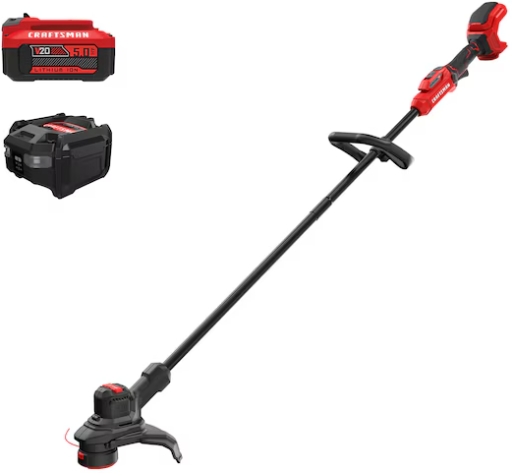 CRAFTSMAN V20 Brushless RP 20-volt max 13-in Straight Shaft Battery String Trimmer with 5.0ah battery