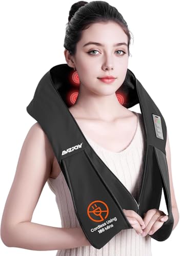 AMZPONY Cordless Rechargeable Shiatsu Neck & Back Massager w/ Heat