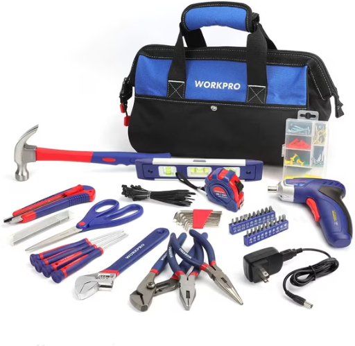 WORKPRO 125-Piece Household Tool Kit with 3.6V Rechargeable Screwdriver Deal