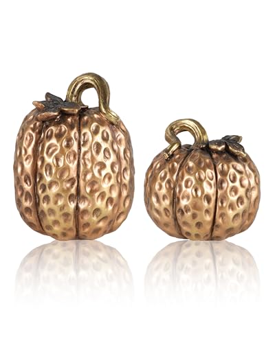 GoGnome Gold Resin Pumpkin Figurines Set of 2
