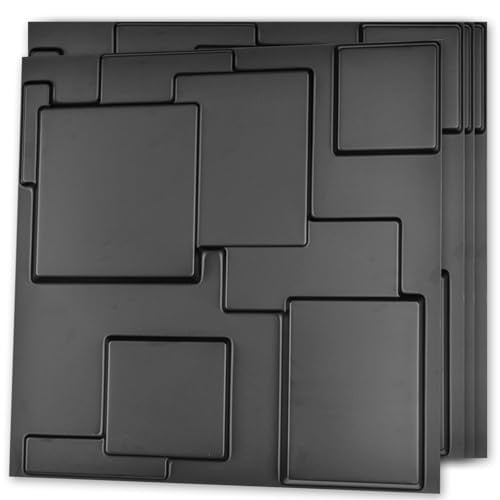 Art3d 12-Pack 19.7" x 19.7" City Wall Panel (Black)