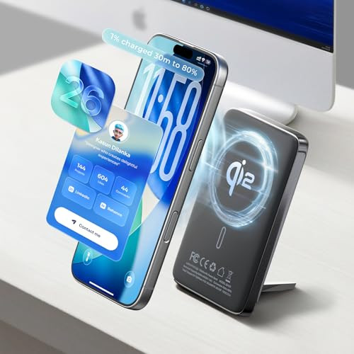 LISEN 10000mAh Qi2 15W MagSafe Power Bank + 30W PD w/ 1' USB-C Cable