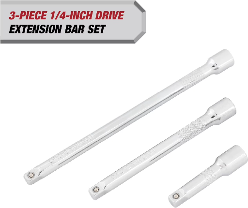 Hyper Tough 1/4-inch Drive Extension Bar Set (2, 4, & 6-inch)
