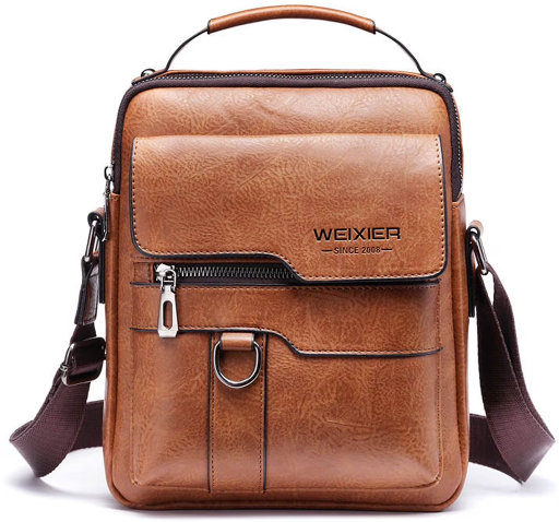 Vintage Leather Vertical Crossbody Bag