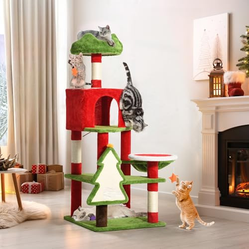 54" Indoor Christmas Cat Tree Tower