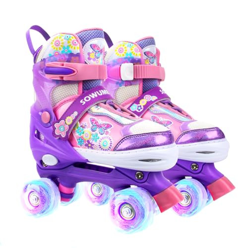 Sowume Adjustable Roller Skates for Girls and Women, All 8 Wheels Shine