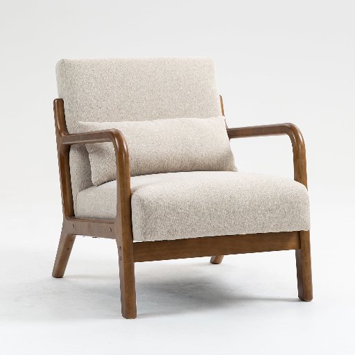 Mainstays Wood Arm Accent Chair w/ Removable Pillow (Beige)