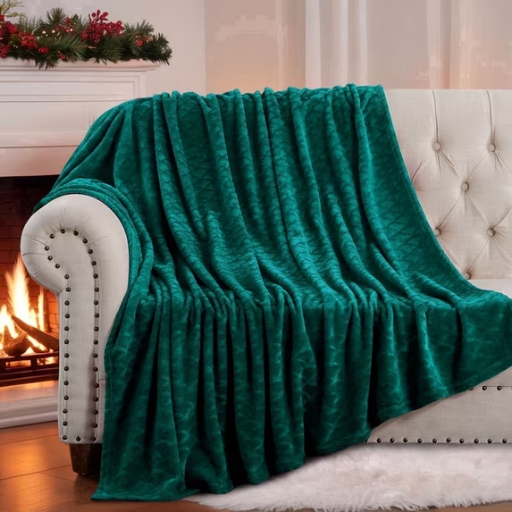 RUIKASI Brushed Flannel Blanket Dark Green Throw Deal