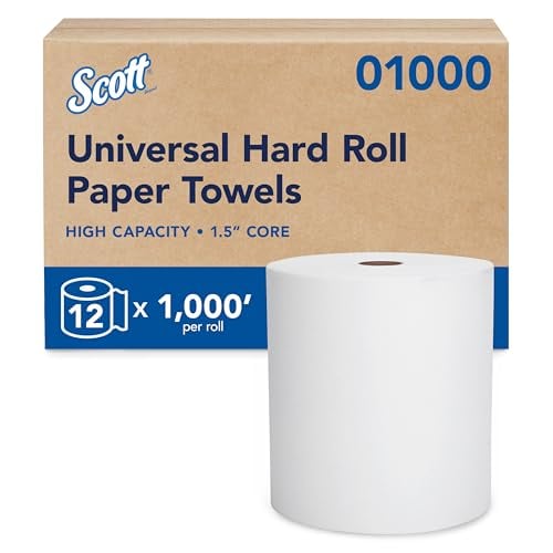 Scott High-Capacity White Hard Roll Paper Towels 12 Rolls (1000' Each)