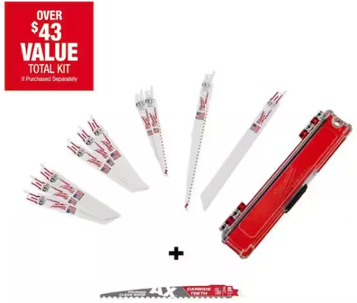 Milwaukee SAWZALL Wood and Metal Cutting Bi-Metal Reciprocating Saw Blade Set 11-Piece