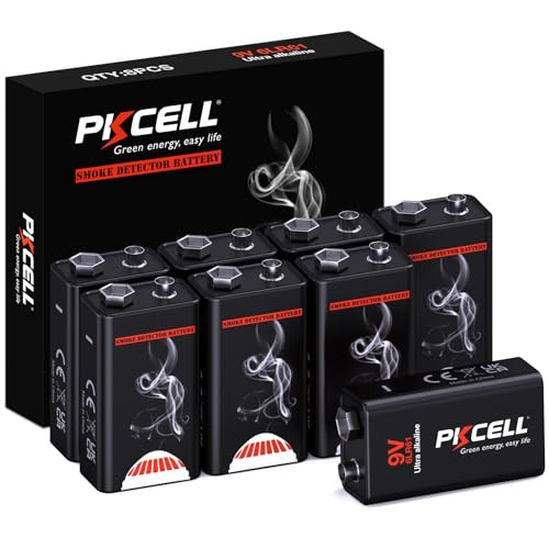 PKCELL 8-Pack 9V Alkaline Batteries