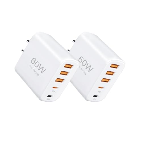 2-Pack 60W 5-Port (3A+2C) Multi-Port Charging Station