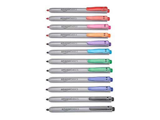 Amazon Basics Retractable Permanent Markers 12-Pack