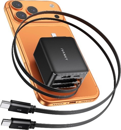 iVANKY 45W Retractable 4-in-1 GaN USB-C Wall Charger w/ Dual USB-C Cables Deal