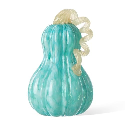 Glitzhome Hand Blown Glass Pumpkin Decor 8.5"