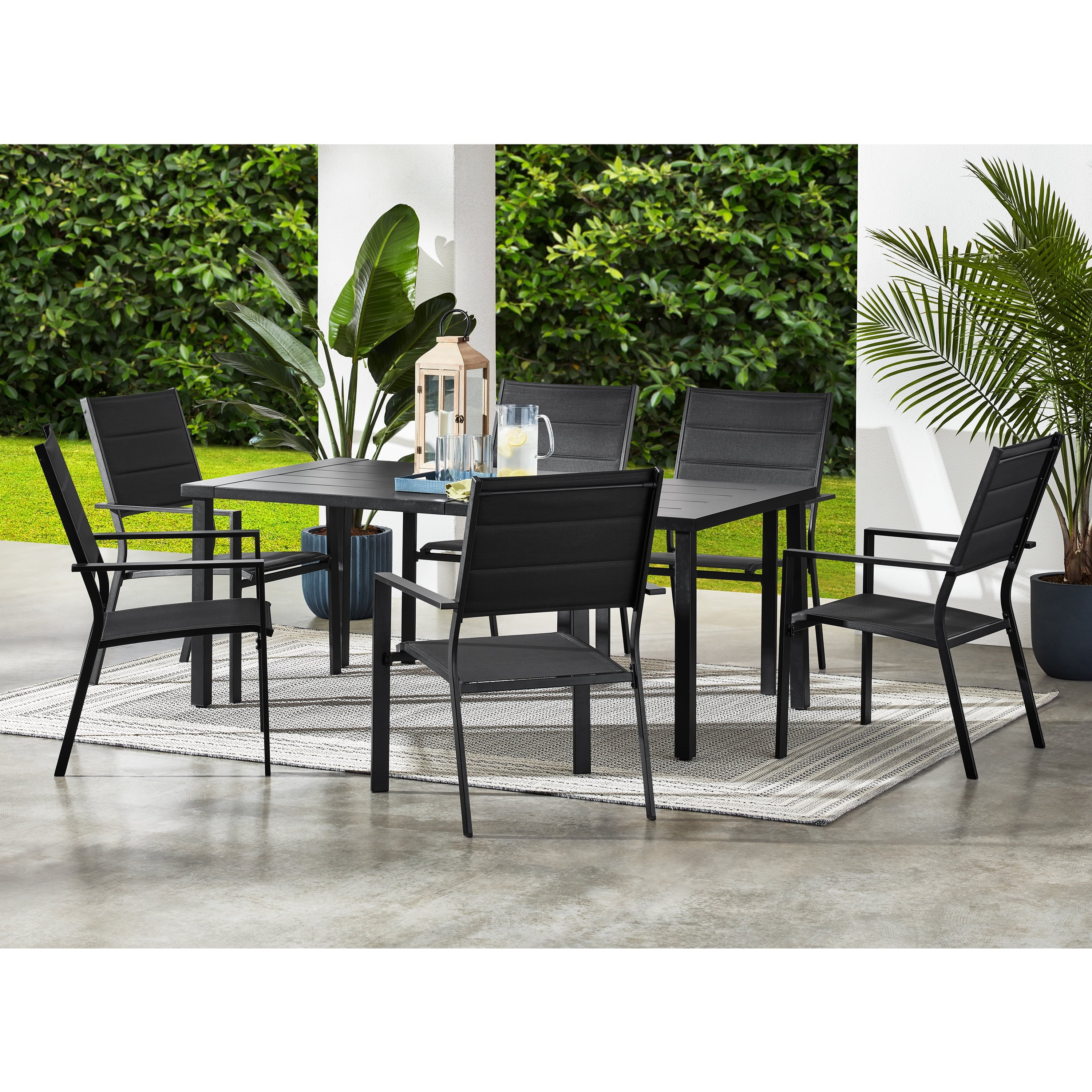 Mainstays Dashwood 7-Piece Steel Outdoor Dining Set, Black Deal