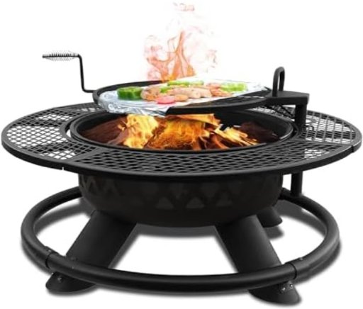 Red Mountain 47" 2-in-1 Outdoor Fire Pit w/ Adjustable Grill