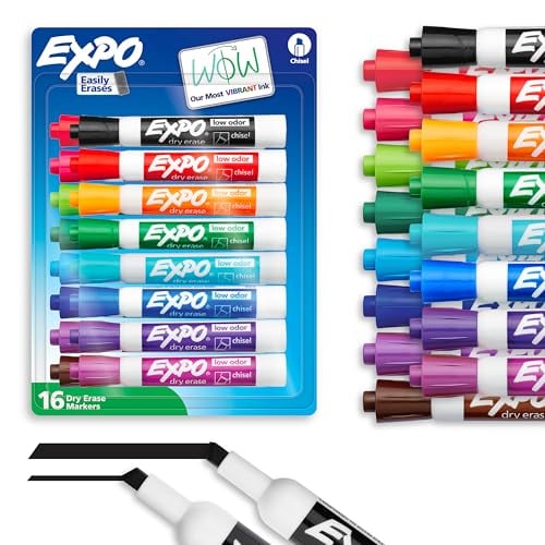 16-Count EXPO Low Odor Chisel Tip Dry Erase Markers