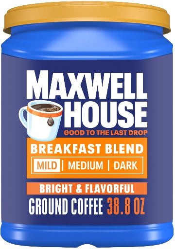 Maxwell House Breakfast Blend Mild Roast Ground Coffee 38.8 oz Canister Deal