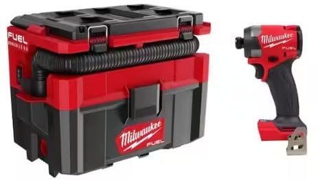 Milwaukee M18 FUEL PACKOUT Cordless 2.5 Gal. Wet/Dry Vacuum with M18 FUEL 1/4 in. Hex Impact Driver Deal