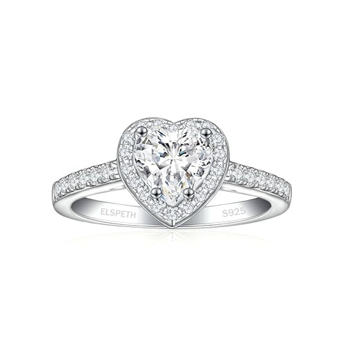 Elspeth 925 Sterling Silver Heart Engagement Ring