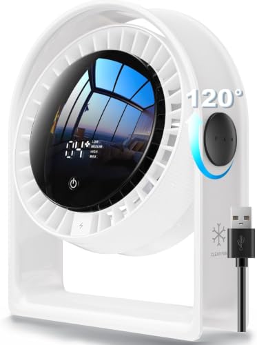RANVOO 6.5" 120° Tilt 4-Speed Quiet USB Desk Fan w/ LED Display Deal