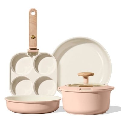 Carote 6pc Ceramic Nonstick Detachable Cookware Set Pink Deal