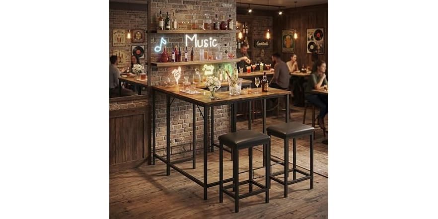 Takywep Bar Table and Chairs Set 3-Piece
