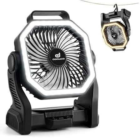 Odoland 20000mAh Rechargeable Camping Fan w/ LED Lantern Deal