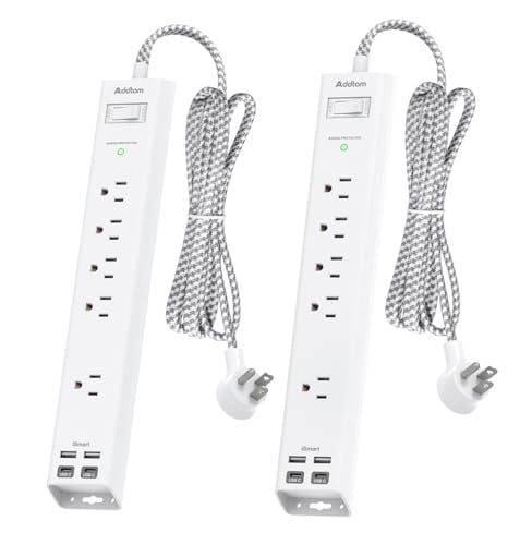 2 Pack Power Strip 10ft 1080J Surge Protector 5 Outlets 4 USB Charging Ports Deal