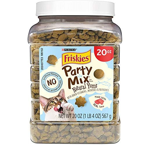 Purina Friskies Natural Cat Treats, Tuna Party Mix Natural Yums 20 oz. Canister x3