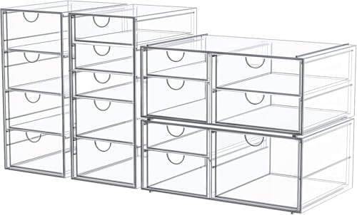 caktraie Clear Acrylic Organizer w/ 16 Drawers 4-Pack