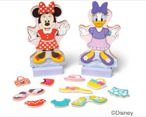 Melissa & Doug Disney Minnie Mouse & Daisy Duck Deluxe Wooden Magnetic Dress-Up 52-Piece