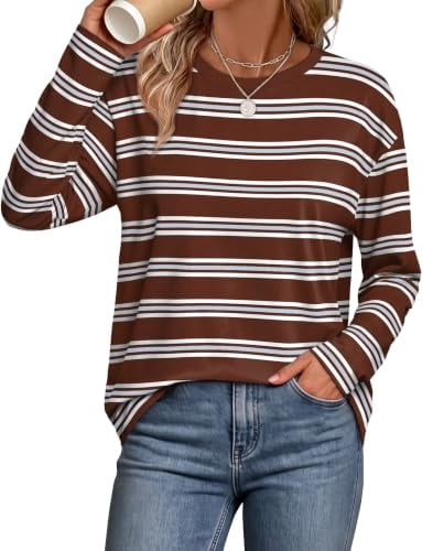 Womens Long Sleeve Striped Loose Fit Shirt Deal