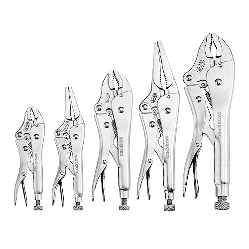 WORKPRO 5-Piece Locking Pliers Set w/ Curved Jaw & Long Nose Deal