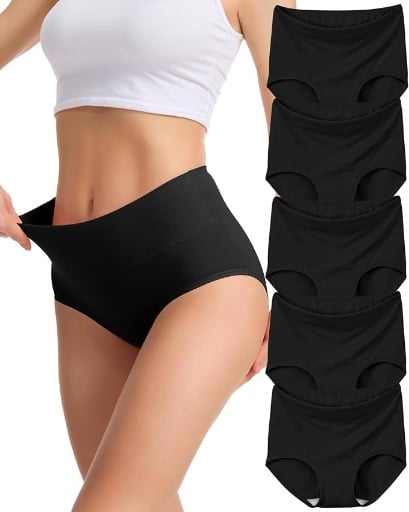 Womens Cotton High Waisted Soft Briefs - 5 Pack Deal