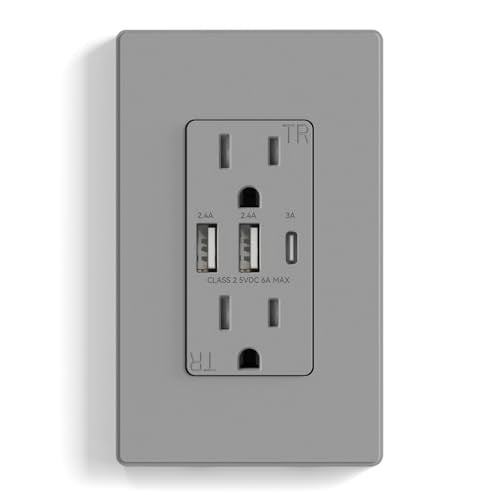 ELEGRP USB Outlets Receptacles 3-Port 30W 6.0A 20 Amp 1 Pack