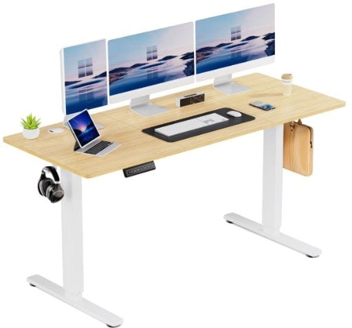 EDX Electric Standing Desk 63" x 24" w/ Memory Preset & T-Shaped Metal Bracket Deal